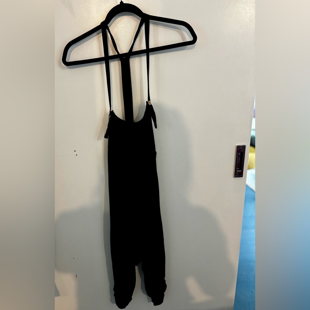 Boho style jumpsuit with baggy barrel legs